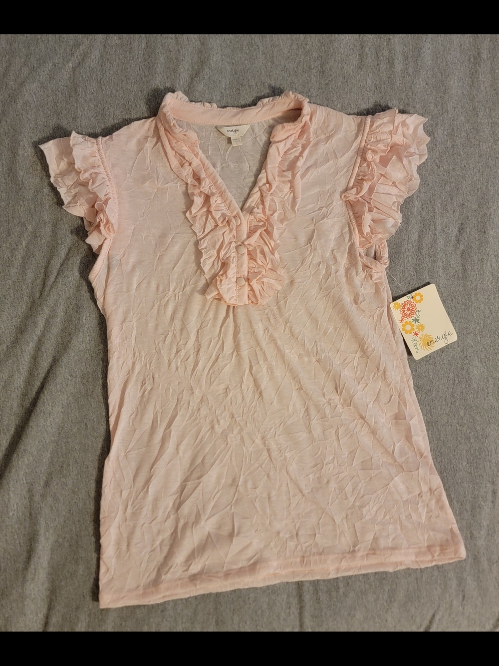 NWT Vintage Energie Pink Ruffle Top